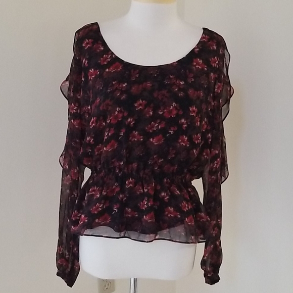 NWT! Rachel Zoe large floral multi L/S silk blouse